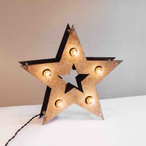 Золотая loft звезда с лампочками и блёстками – декор от семейной мастерской Family Lights