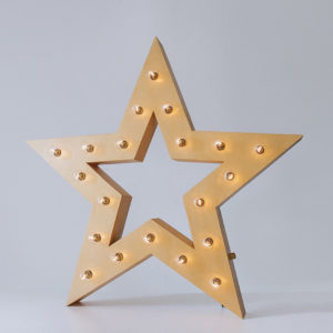 Жёлтая звезда с лампочками и отверстием, тип Box – декор от Family Lights