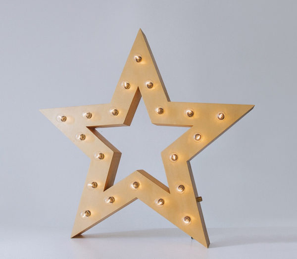 Жёлтая звезда с лампочками и отверстием, тип Box – декор от Family Lights